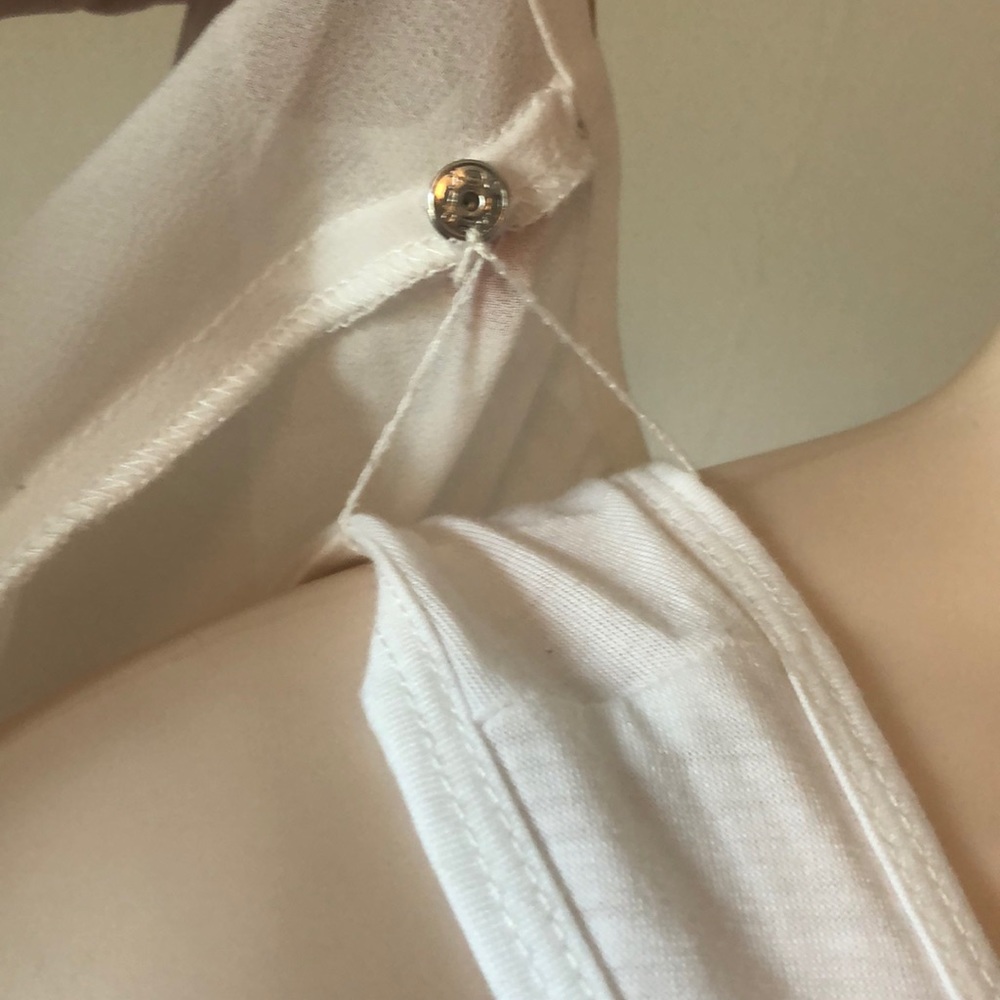 White Tank w/ Sheer Overlay- 2 piece top - Picture 4 of 6